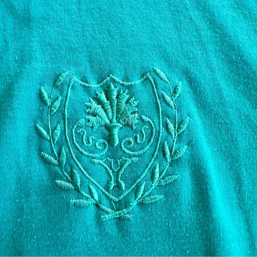 Vintage Kelly Green Crest Cardigan Gold Buttons Preppy 18 90s - Picture 8 of 13